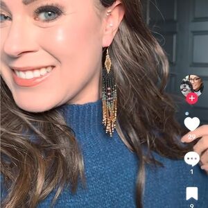 Multicolour Autumn Beaded Tassel Earrings. New.